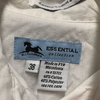 LS Show Shirt *0 collar, seam puckers, dingy, crinkles, gc, older
