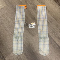 Pr Tall Nylon Riding Socks "Plaid *fair, stains, rubs, faded, pills, clean
