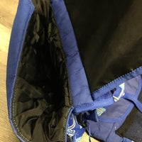 Padded Cordura Saddle Trail Bags, Hvy & Light Mesh Pockets, 2 nylon straps *gc, mnr dirt, stains, mesh holes, broken snap, rust, hair, older, frayed/rubbed edges
