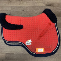 Quilt Eurofit Saddle Pad, tabs, rolled edge, x2 piping *gc, faded, mnr dirt/stains, rubs, mnr hair, threads