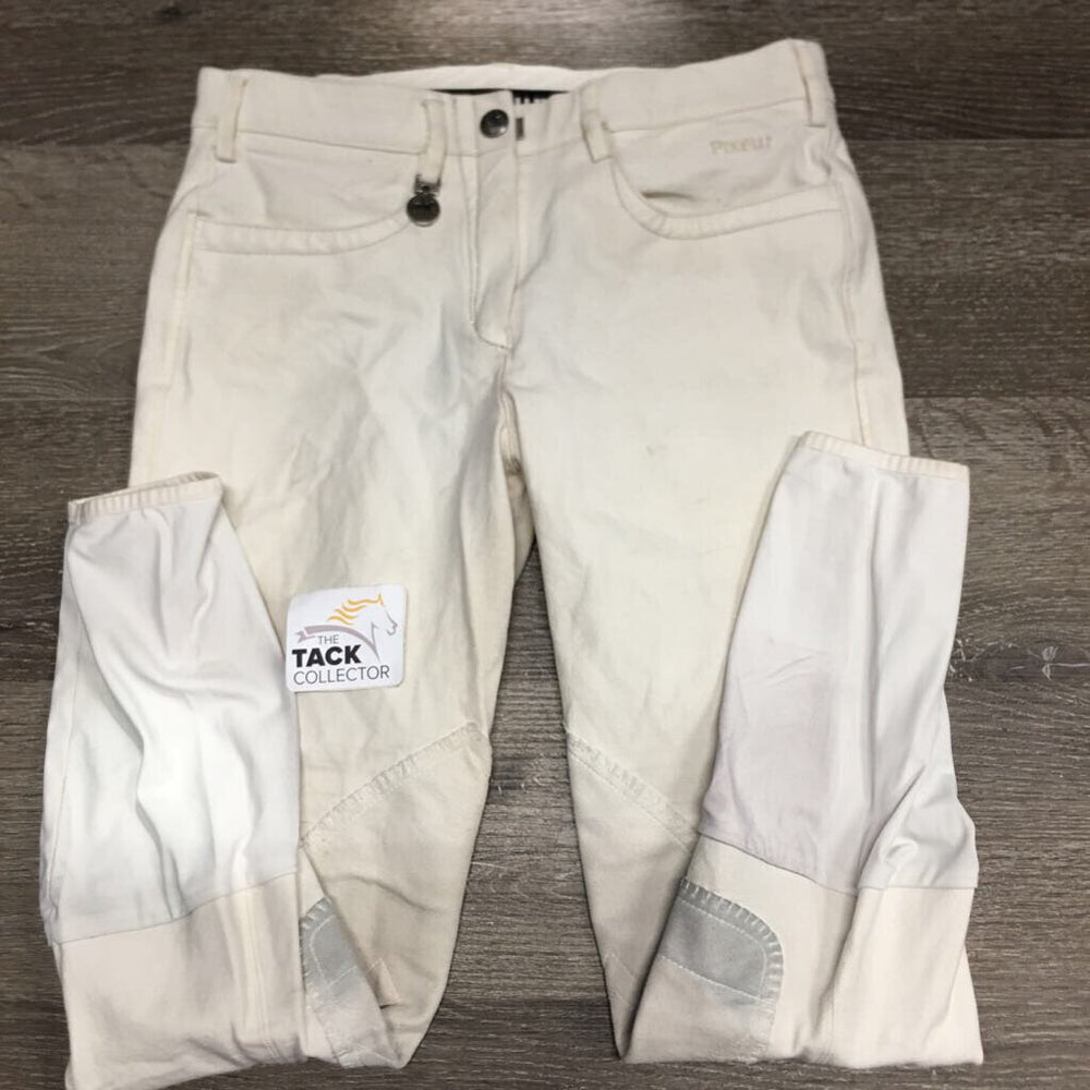 Euroseat Breeches *gc, dingy, stains, discolored/stained seat & legs, seam puckers, older, loose inside threads