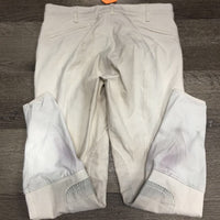Euroseat Breeches *gc, dingy, stains, discolored/stained seat & legs, seam puckers, older, loose inside threads
