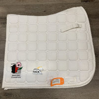 Quilt Microsuede Dressage Saddle Pad, tabs, embroidery *vgc, mnr staining, hair, threads, pills
