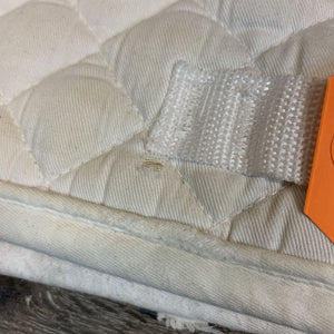 Quilted Jumper Pad, embroidered Greenhawk *gc, clean, mnr stains, hair, pilling, piping rubs, sm edge tears