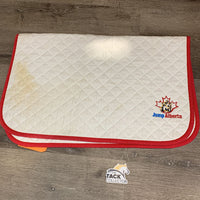 Quilt Baby Pad, embroidered Jump Alberta *gc, clean, stains, mnr hair, light pilling
