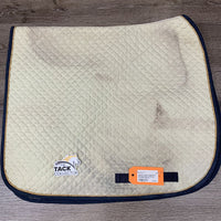 Dressage Saddle Pad x1 piping *gc, clean, v. stained, mnr hair, pilling, piping rubs, threads
