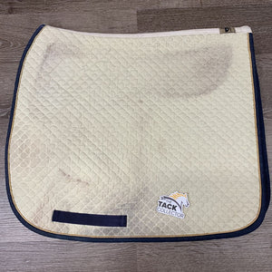 Dressage Saddle Pad x1 piping *gc, clean, v. stained, mnr hair, pilling, piping rubs, threads