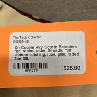 Hvy Cotton Breeches *gc, stains, older, threads, mnr undone stitching, rubs, pills, faded
