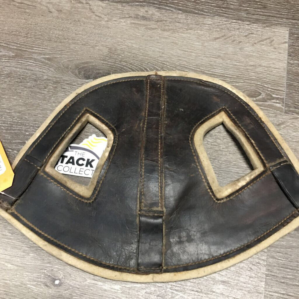 Leather & Felt Poll Guard Head Bumper *fair, older, cuts, creases, dingy, dirt jockeys, hair, dirt, rubs, scrapes