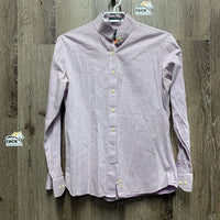LS Show Shirt, 0 collar *gc, older, seam puckers, mnr pits, clean, snags

