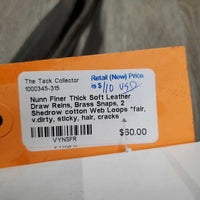 Rsd Leather Braided Reins, buckles, 1 stopper *fair, older, broken lace, soap, scraped edges, crackles/cracks, rubs, dirty
