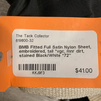 Fitted Full Satin Nylon Sheet, embroidered, tail *vgc, mnr dirt, stained