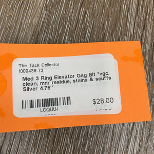 Med 3 Ring Elevator Gag Bit *vgc, clean, mnr residue, stains & scuffs