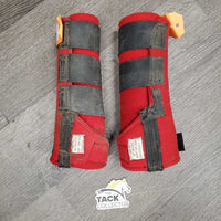 Pr Closed Boots *fair, rubs, holey edges, faded, stains, v.dirty, mnr faded, older, Velcro straps: torn edges & MISSING 1
