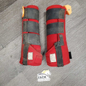 Pr Closed Boots *fair, rubs, holey edges, faded, stains, v.dirty, mnr faded, older, Velcro straps: torn edges & MISSING 1