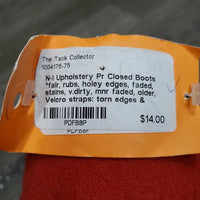 Pr Closed Boots *fair, rubs, holey edges, faded, stains, v.dirty, mnr faded, older, Velcro straps: torn edges & MISSING 1
