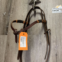 Leather Headstall, rawhide wrapped *NO CHEEKS, NO Throat Buckle, xc, mnr dirt, stiff