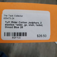 Cotton Jodphurs, 2 elastics *older, gc, stain, faded, thread
