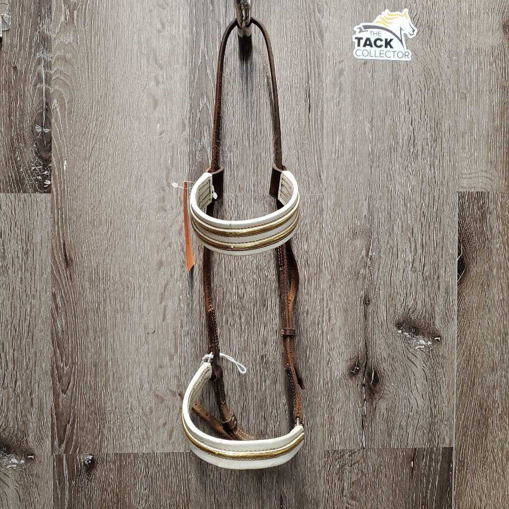 Brow Band & Cavesson Noseband Only *gc, older, stiff, dry, mr stains & dirt, cracked