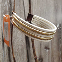Brow Band & Cavesson Noseband Only *gc, older, stiff, dry, mr stains & dirt, cracked
