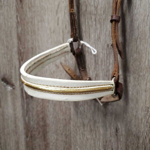Brow Band & Cavesson Noseband Only *gc, older, stiff, dry, mr stains & dirt, cracked