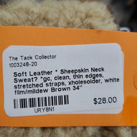 Soft Leather * Sheepskin Neck Sweat? *gc, clean, thin edges, stretched straps, xholesolder, white film/mildew
