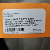 JUNIORS BOYS Show Jacket *fair, older, v.bubbled, seam puckers, shrunk, loose lining, 1 missing button