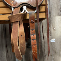 16 Wide Tucker Endurance Saddle, 2 Leather Latigos, 4 billets, 4 leather ties, Pr Leather Hobbles & Stirrups, Wool Felt Panels, Angled Rear Billet, Adjustable Position In-Skirt Rigging Serial: 159-540-7134-21 20134111
