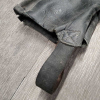 Pr Leather Half Chaps, back zips, bag *gc, dirty, scratches, UNDONE Zipper & Bottom Stitching, curled/folded lining, snags
