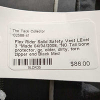 Solid Safety Vest LEvel 3 *Made 04/04/2008, *NO Tail bone protector, gc, older, dirty, torn zipper end
