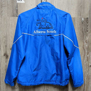 Light Jacket, Zip "Alberta South" *gc, clean, stained cuffs, puckered embroidery, shrunk?