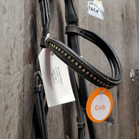 Padded Monocrown Bridle, Bling, Crank, Flash, Soft Rubber Reins *vgc, clean, cut, xholes, rubs, mnr dirt
