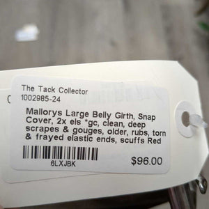 Large Belly Girth, Snap Cover, 2x els *gc, clean, deep scrapes & gouges, older, rubs, torn & frayed elastic ends, scuffs