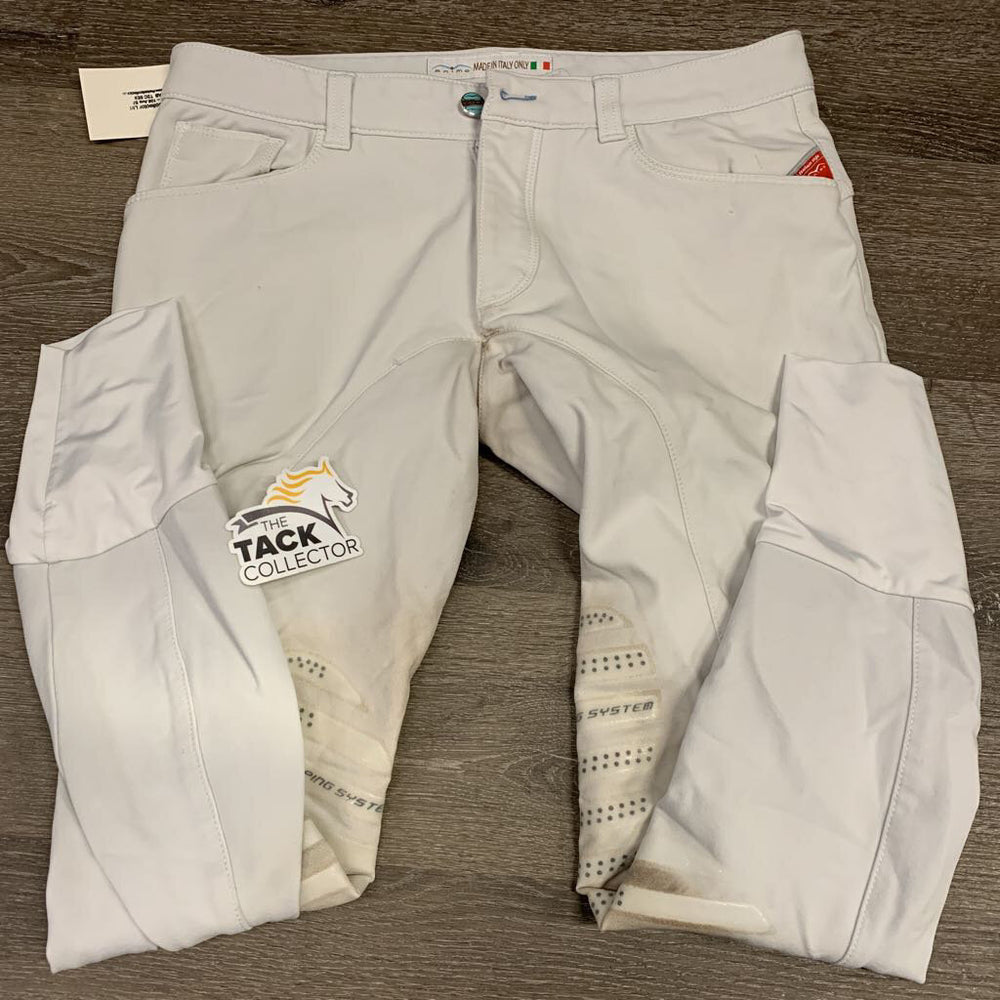 MENS Euroseat Breeches *gc, stains, pills, mnr undone stitching, dingy, seam puckers, discolored seat & legs