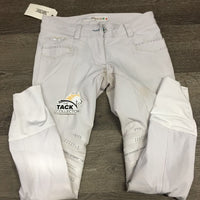 Euroseat Breeches *missing bling, pulled & unstitched seat seams, dingy, stains, v.stained legs, gc/fair
