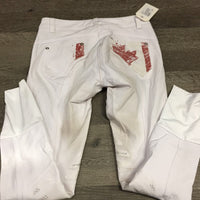 Euroseat Breeches *vgc, mrn stains & undone stitching, discolored seat & legs, seam puckers
