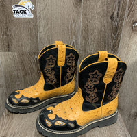 Round Toe Lined Western Boots, bling *vgc, toe scufs, crinkles