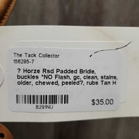 Rsd Padded Bridle, buckles *NO Flash, gc, clean, stains, older, chewed, peeled?, rubs

