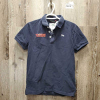 SS Polo Shirt, 14 Button Up "Masters" *gc, faded, edge rubs, older, hair
