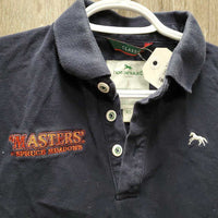 SS Polo Shirt, 14 Button Up "Masters" *gc, faded, edge rubs, older, hair
