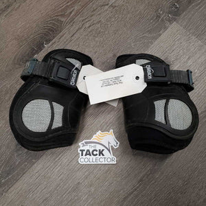 Pr Open Hind Boots, quick release *fair, filthy, hair, faded, scraped, scratches