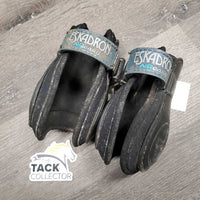 Pr Open Hind Boots, quick release *fair, filthy, hair, faded, scraped, scratches
