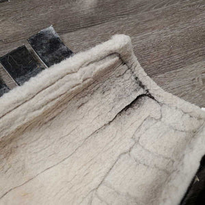 Pr Closed Fleece Boots, velcro *gc, hair, clumpy, clean, discolored, undone stitching, mnr tear