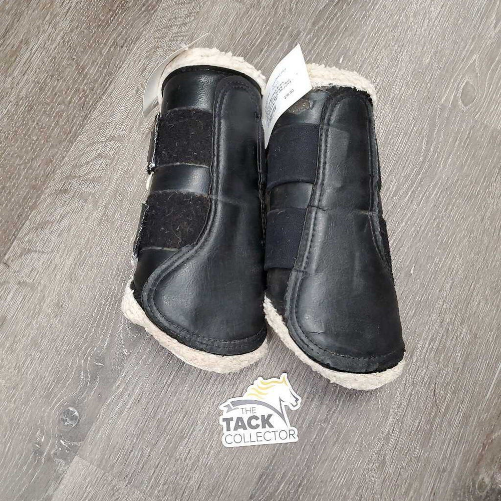 Pr Closed Fleece Boots, velcro *fair, v.hairy, clumpy, clean, tears, older, thin spots, discolored