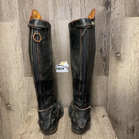 Field Boots, zips *dirty, toes: curled, v.scuffed, scratched & scraped, rubs, thin spots/holes, v.worn heels/soles, crumpled heels
