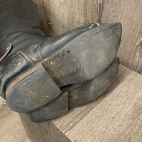 Field Boots, zips *dirty, toes: curled, v.scuffed, scratched & scraped, rubs, thin spots/holes, v.worn heels/soles, crumpled heels
