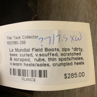 Field Boots, zips *dirty, toes: curled, v.scuffed, scratched & scraped, rubs, thin spots/holes, v.worn heels/soles, crumpled heels
