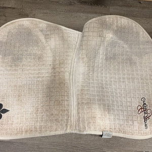 Quilted Jumper Pad, embroidered *gc, mnr dirt, hair, v. stained, rubbed, seam tear, cut tabs