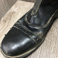 Pr Paddock Boots, zips *fair, cracked, peeled, cuts, holey inner heels, stretched elastic, older
