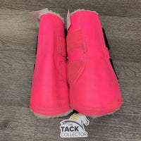 Pr Fleece Closed Front Boots, velcro *gc, inside: v.dirty & hairy, stains, clumpy
